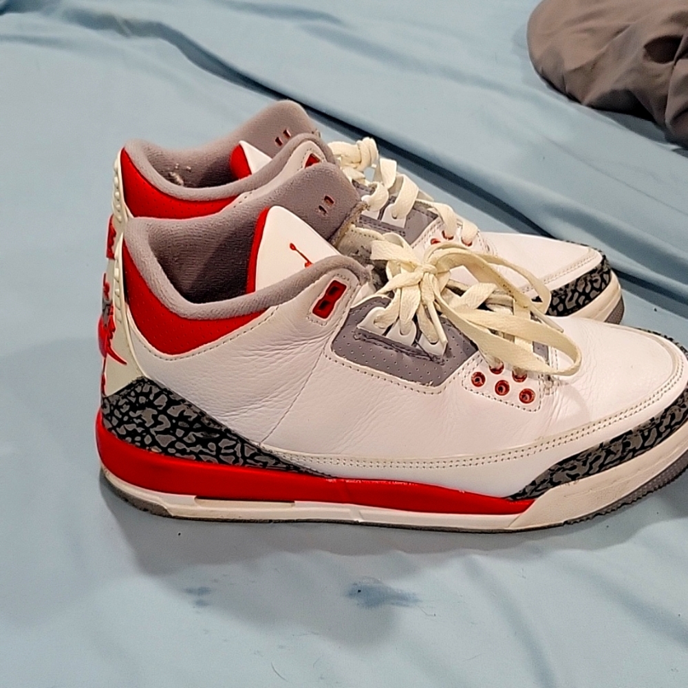 Jordan fire red cement size 7y women's 8 and a half 9